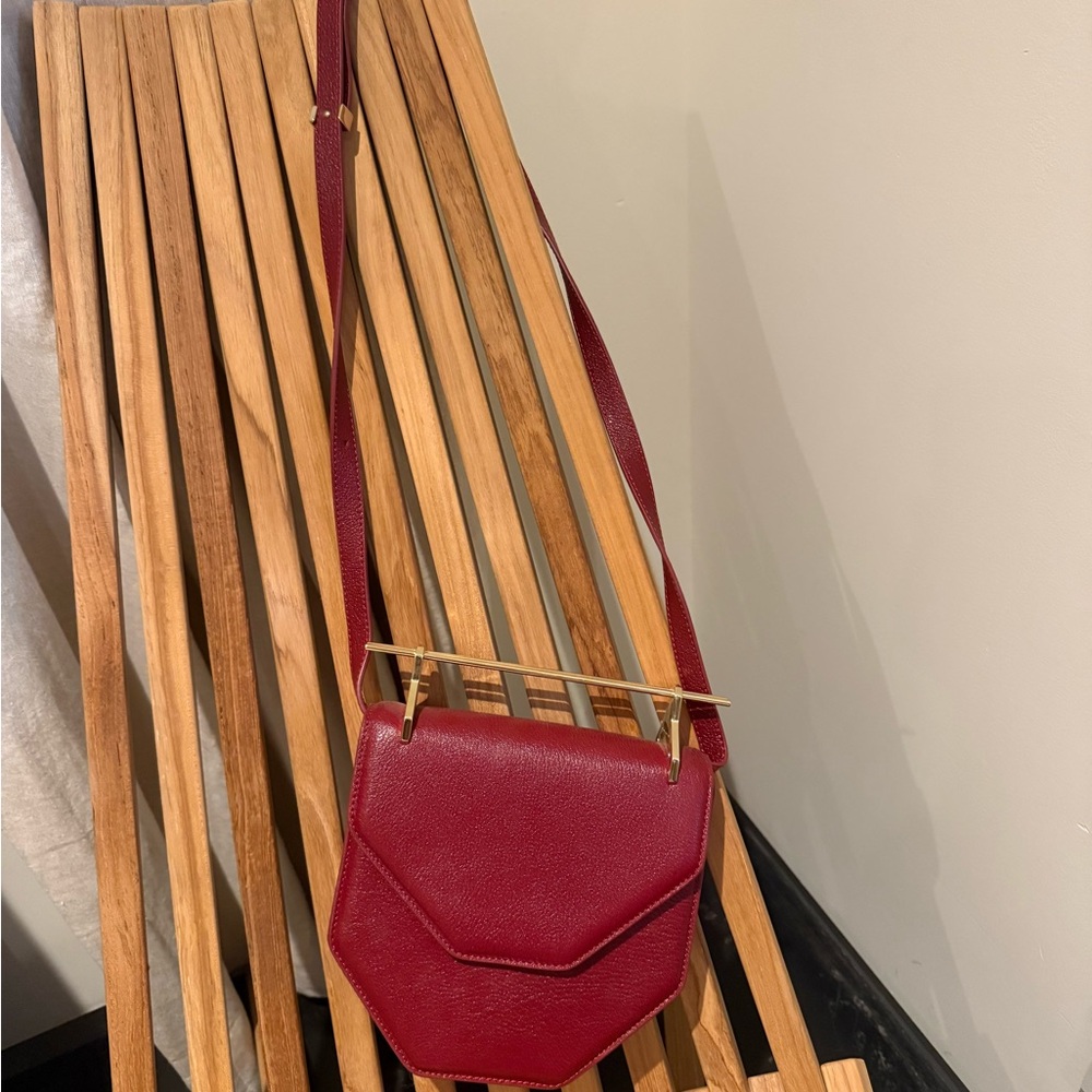 Sleek Burgundy Crossbody Bag with stunning Gold Hardware